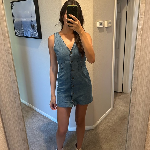 Studio Ease Denim Button-Down Mini Dress - Picture 1 of 4